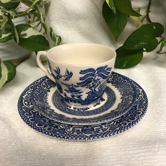 Vtg EIT England English Ironstone Tableware Blue Willow 3 pieces - Picture 10 of 10